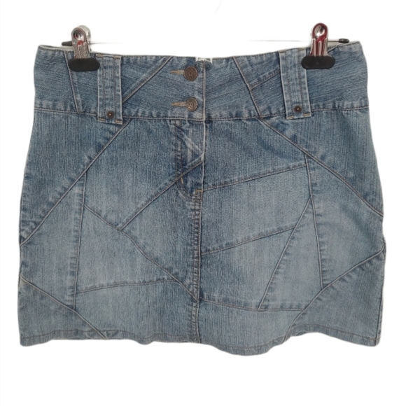 Armor Jeans Dresses & Skirts - Armor Jeans Mini Denim Blue Jean Skirt, Patchwork